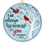 Custom Cardinal Memorial Christmas Gifts for Mom - Personalized Ceramic Ornament