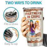 Custom Photo Partners In Crime If We Get Caught - Bestie Personalized Custom Tumbler - Gift For Best Friends, BFF, Sisters