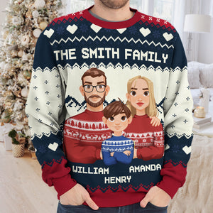 La famille est le plus beau cadeau de Noël ! Sweat-shirt personnalisé pour la famille, moche et personnalisé ! Pull unisexe en laine ! Cadeau de Noël pour les membres de la famille