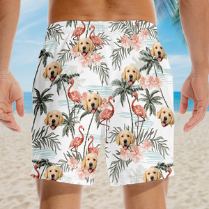 Custom Photo Let's Go To The Beach - Dog & Cat Personalized Custom Tropical Hawaiian Aloha Men Beach Shorts - Summer Vacation Gift, Birthday Party Gift For Pet Owners, Pet Lovers