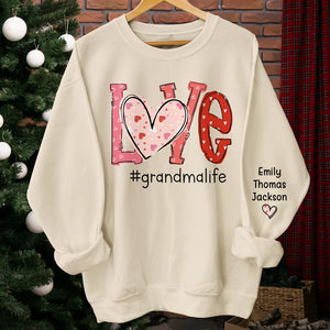 First My Grandma Forever My Friend - Family Personalized Custom Unisex Sweatshirt With Design On Sleeve - Gift For Grandma