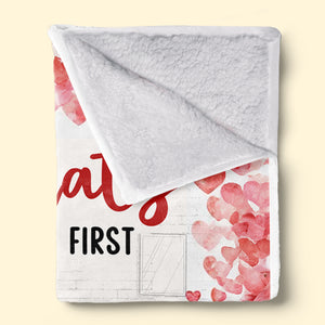 Congrats On Being My First Repeat Valentine - Couple Personalized Custom Blanket - Gift For Husband Wife, Anniversary