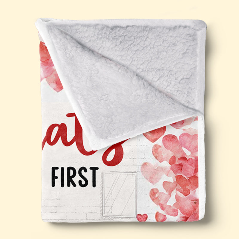 Congrats On Being My First Repeat Valentine - Couple Personalized Custom Blanket - Gift For Husband Wife, Anniversary