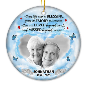 Custom Photo You Are Loved Beyond Words - Memorial Personalized Custom Ornament - Ceramic Round Shaped - Christmas Gift, Sympathy Gift For Family Members