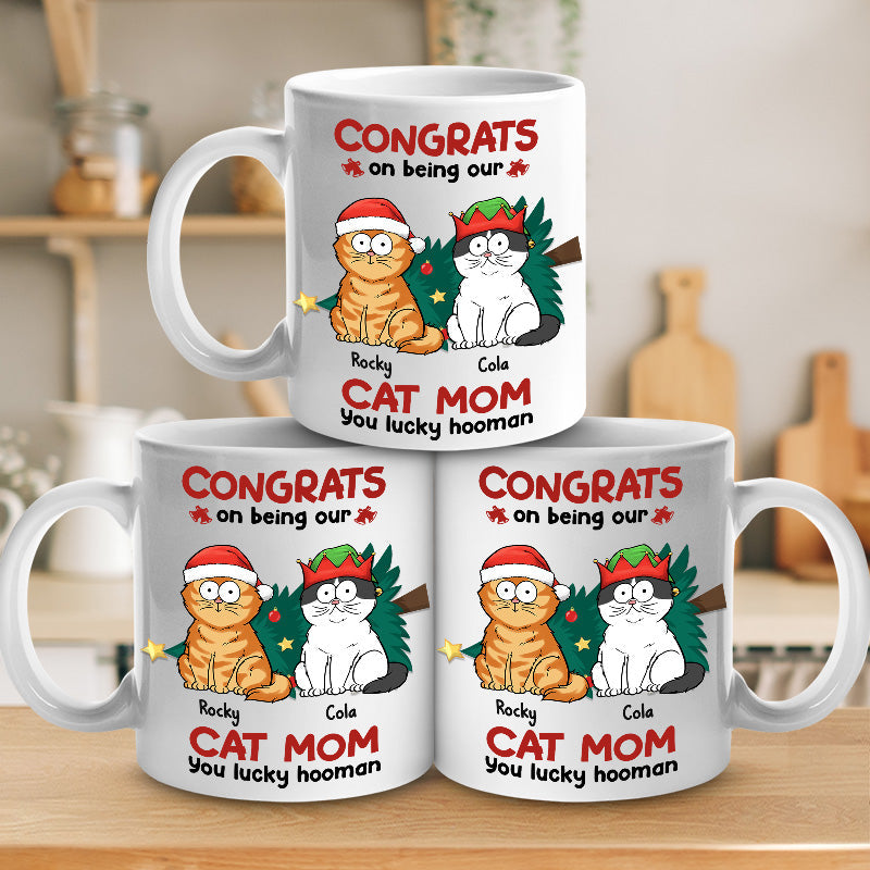 Congrats On Being My Parents - Cat Personalized Custom Mug - Christmas Gift For Pet Owners, Pet Lovers