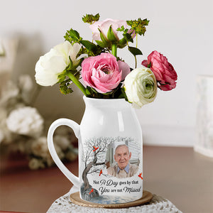 Custom Photo Greatly Loved, Deeply Missed - Memorial Personalized Custom Home Decor Flower Vase - Sympathy Gift For Family Members