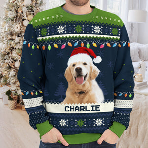 Custom Photo Happy Howlidays - Dog & Cat Personalized Custom Ugly Sweatshirt - Unisex Wool Jumper - Christmas Gift For Pet Owners, Pet Lovers