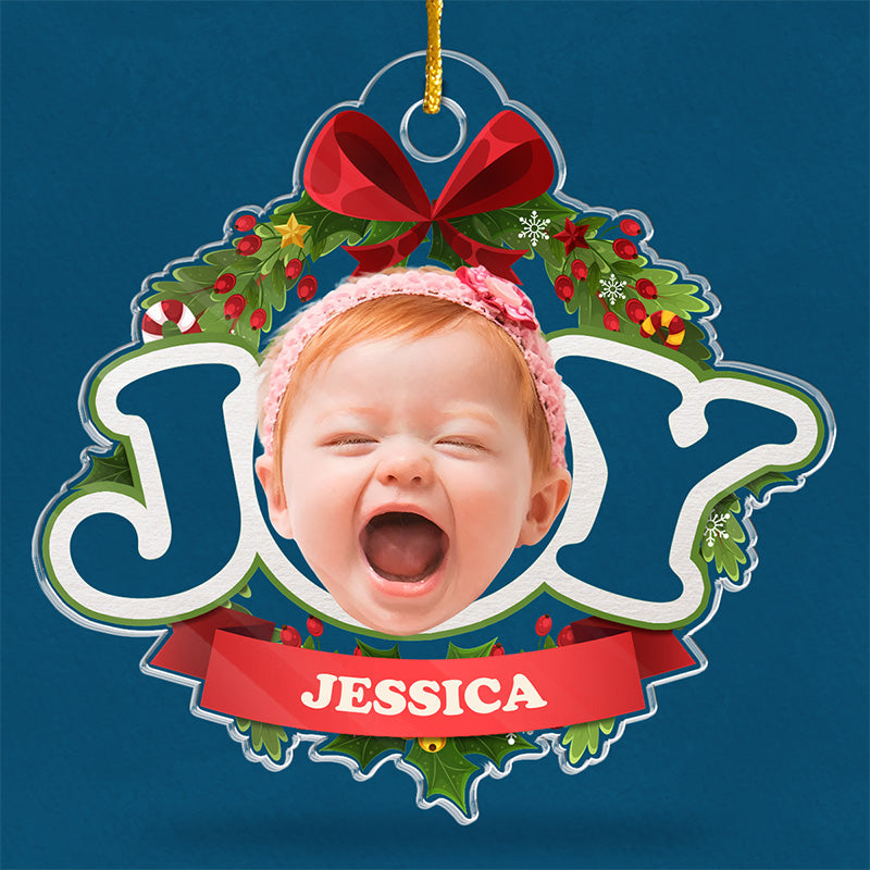 Custom Photo Peace Love And A Bundle Of Joy - Family Personalized Custom Ornament - Acrylic Custom Shaped - Christmas Gift For Baby Kids, Newborn Baby