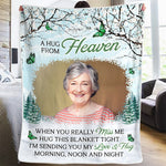 Custom Photo Hug From Heaven Memorial Gifts - Personalized Blanket
