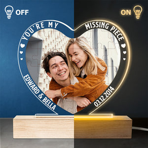 Custom Photo You're My Favorite Flavor - Couple Personalized Custom Heart Shaped 3D LED Light - Gift For Husband Wife, Anniversary