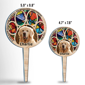 Custom Photo Leave Pawprints On Our Hearts - Memorial Personalized Custom Stain Glass Style Acrylic Garden Stake - Sympathy Gift, Gift For Pet Owners, Pet Lovers