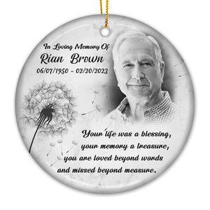 Custom Photo You Are At Peace - Memorial Personalized Custom Ornament - Ceramic Round Shaped - Christmas Gift, Sympathy Gift For Family Members