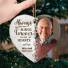 Custom Photo Always On Our Minds Forever In Our Hearts - Memorial Personalized Custom Ornament - Ceramic Heart Shaped - Christmas Gift, Sympathy Gift For Family Members