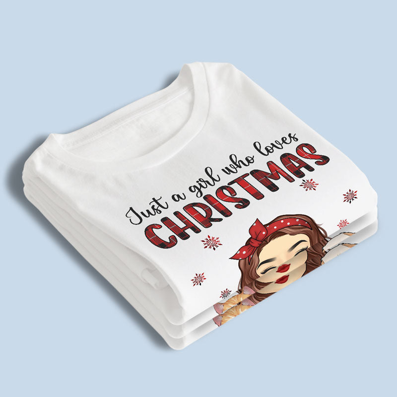 A Girl Who Loves Christmas - Dog & Cat Personalized Custom Unisex T-shirt, Hoodie, Sweatshirt - Christmas Gift For Pet Owners, Pet Lovers