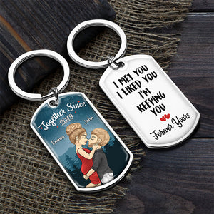 Our Love Story Is My Favorite - Couple Personalized Custom Keychain - Gift For Husband Wife, Anniversary