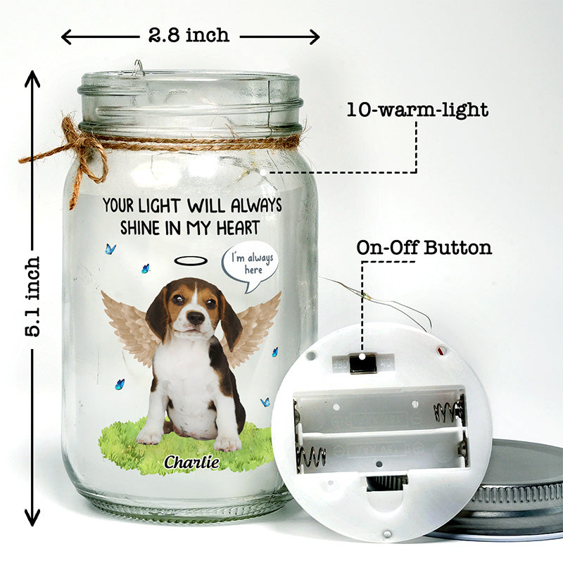 Custom Photo My Heart Was Not Ready To Lose You - Memorial Personalized Custom Mason Jar Light - Sympathy Gift For Pet Owners, Pet Lovers