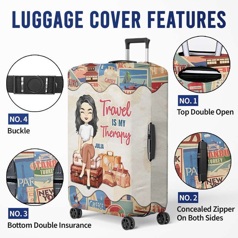 Travel Is My Therapy - Personalized Luggage Cover