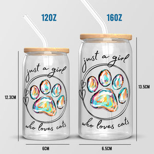 True Love Has Four Paws - Dog & Cat Personalized Custom Glass Cup, Iced Coffee Cup - Gift For Pet Owners, Pet Lovers