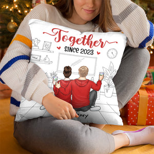 Ensemble pour toujours - Coussin personnalisé pour couple - Cadeau pour mari et femme, anniversaire