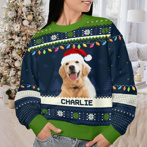 Custom Photo Happy Howlidays - Dog & Cat Personalized Custom Ugly Sweatshirt - Unisex Wool Jumper - Christmas Gift For Pet Owners, Pet Lovers