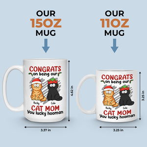 You Lucky Hooman - Cat Personalized Custom Mug - Christmas Gift For Pet Owners, Pet Lovers