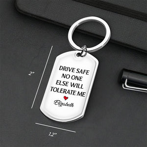 Drive Safe Handsome I Love You - Couple Personalized Custom Keychain - Gift For Husband Wife, Anniversary