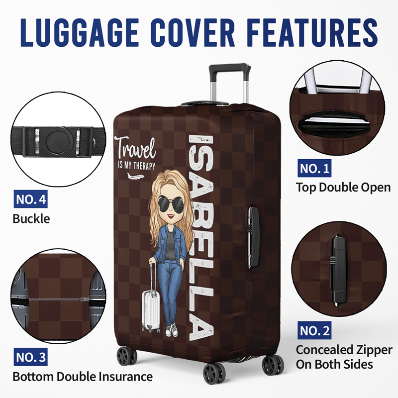 Personalized Custom Luggage Cover - Gift For Traveling Lovers, Travel Essentials For Women, Luggage Covers For Suitcase, Vacation Must Haves, Travel Gifts For Women, Honeymoon Essentials