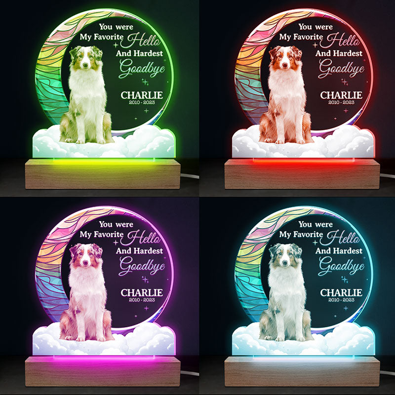 Custom Photo My Hardest Goodbye - Memorial Personalized Custom Shaped 3D LED Light - Sympathy Gift For Pet Owners, Pet Lovers