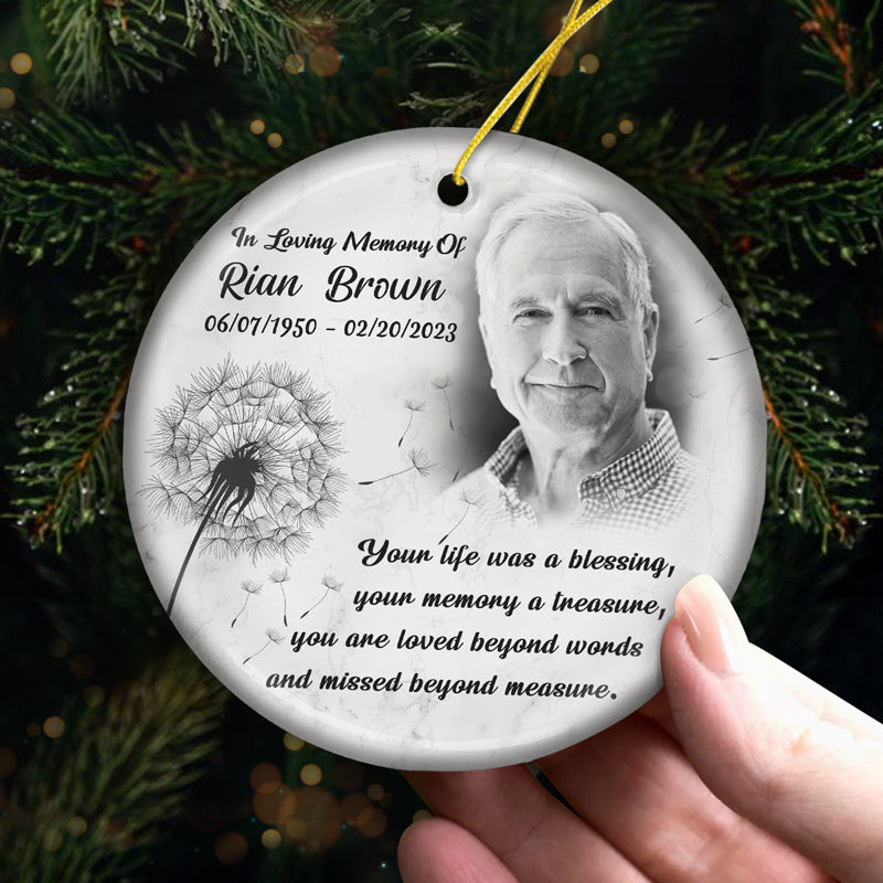 Custom Photo You Are At Peace - Memorial Personalized Custom Ornament - Ceramic Round Shaped - Christmas Gift, Sympathy Gift For Family Members