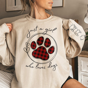 Just A Girl Who Loves Pets - Dog & Cat Personalized Custom Unisex Sweatshirt With Design On Sleeve - Gift For Pet Owners, Pet Lovers