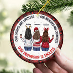 Our Laughs Are Limitless, My Besties - Bestie Personalized Custom Ornament - Ceramic Round Shaped - Christmas Gift For Best Friends, BFF, Sisters