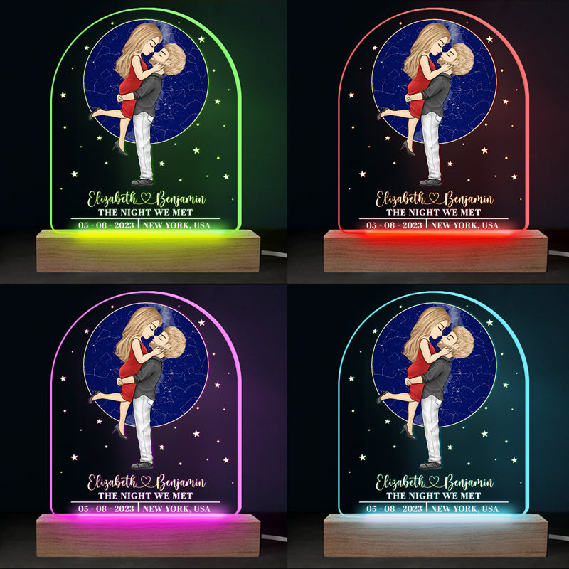 The Day You Said Yes - Couple Personalized Custom Shaped 3D LED Light - Gift For Husband Wife, Anniversary