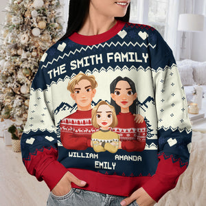 La famille est le plus beau cadeau de Noël ! Sweat-shirt personnalisé pour la famille, moche et personnalisé ! Pull unisexe en laine ! Cadeau de Noël pour les membres de la famille