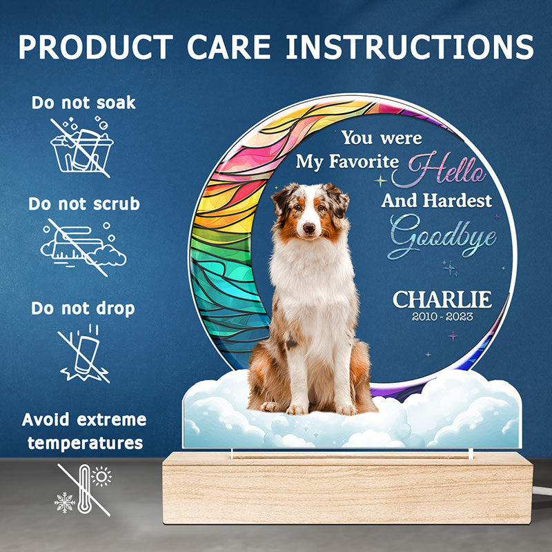 Custom Photo My Hardest Goodbye - Memorial Personalized Custom Shaped 3D LED Light - Sympathy Gift For Pet Owners, Pet Lovers