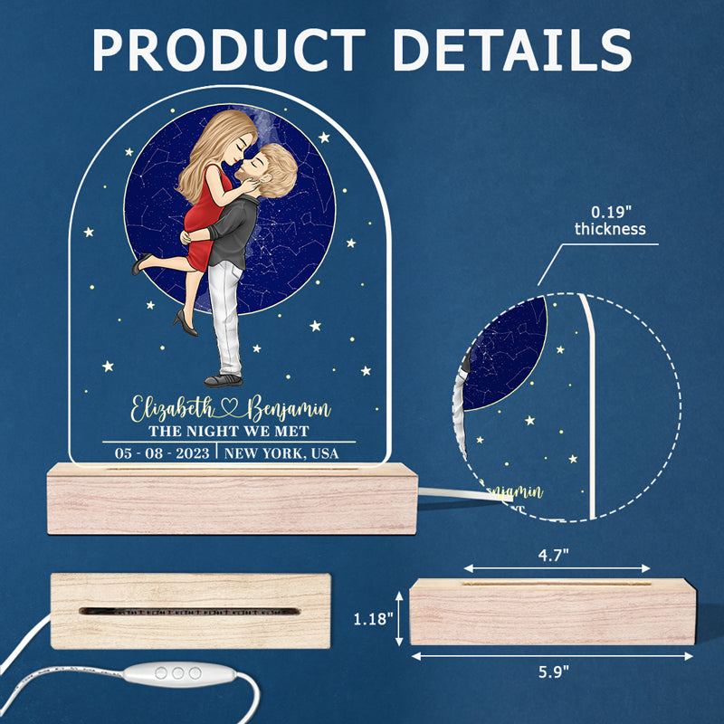 The Day You Said Yes - Couple Personalized Custom Shaped 3D LED Light - Gift For Husband Wife, Anniversary