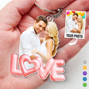 Custom Photo In Your Eyes, I See My Future - Couple Personalized Custom Shaped Acrylic Keychain - Gift For Husband Wife, Anniversary