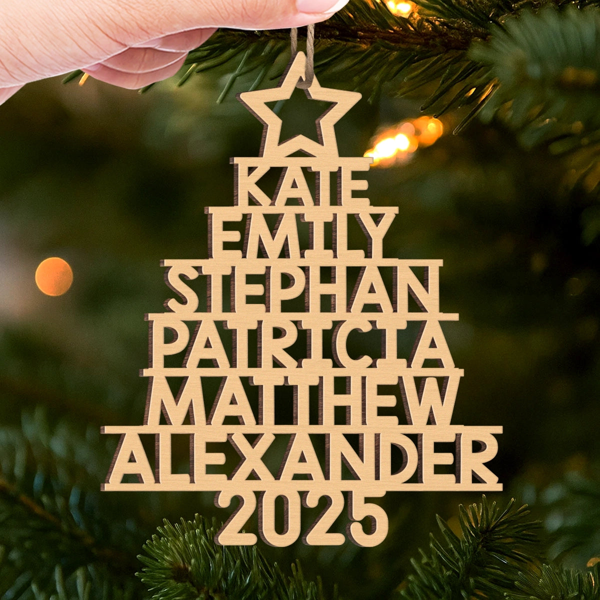 Family Christmas Tree - Family Personalized Custom Ornament - Wood Custom Shaped - Christmas Gift For Family Members