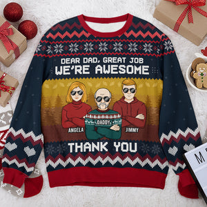 We're Awesome - Family Personalized Custom Ugly Sweatshirt - Unisex Wool Jumper - Christmas Gift For Dad