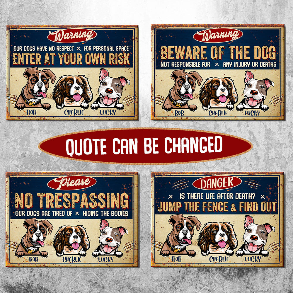 thumbnail interactive-video image 1 of Beware Of Dog Metal Sign For Fence – 8x12, Made In USA, Australian Cattle Dog Heeler Warning 1 of 4