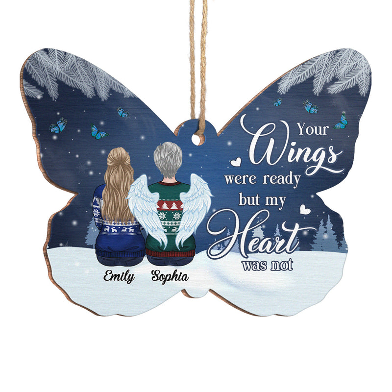 Forever In Our Minds - Memorial Personalized Custom Ornament - Wood Butterfly Shaped - Christmas Gift, Sympathy Gift For Family Members