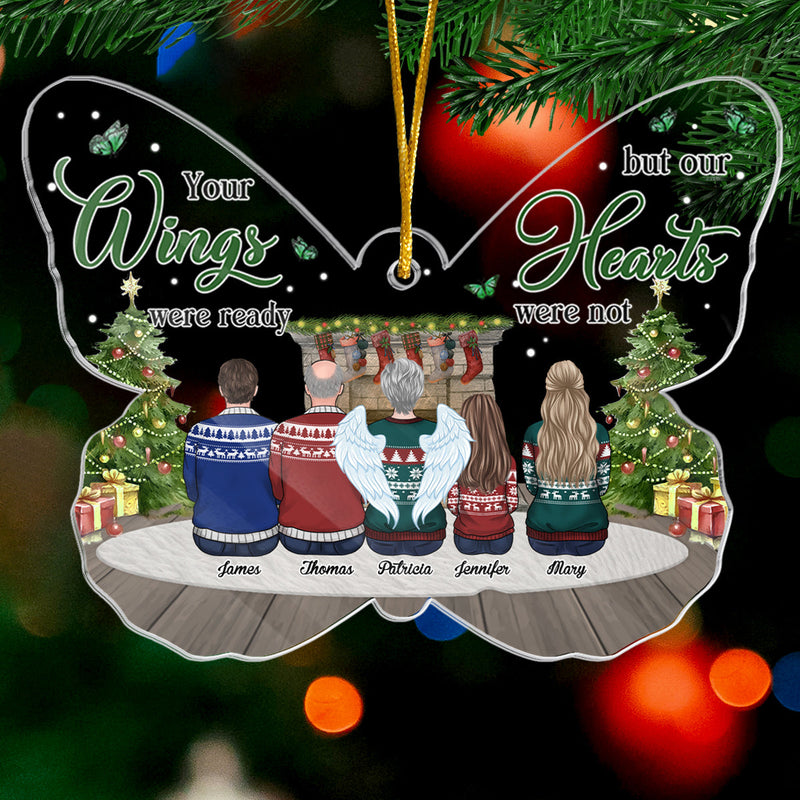 We Miss You - Memorial Personalized Custom Ornament - Acrylic Butterfly Shaped - Christmas Gift, Sympathy Gift For Family Members