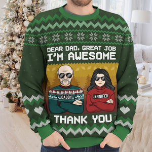 We're Awesome - Family Personalized Custom Ugly Sweatshirt - Unisex Wool Jumper - Christmas Gift For Dad