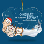 Congrats On Being My Servant - Cat Personalized Custom Ornament - Acrylic Benelux Shaped - Christmas Gift For Pet Owners, Pet Lovers