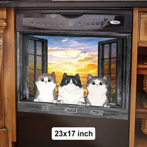 Cats By The Window - Personalized Dishwasher Cover.