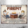 Firepit Where Music Gets Played And Memories Are Made - Couple Personalized Custom Metal Sign - Gift For Husband Wife, Anniversary, Camping Lovers