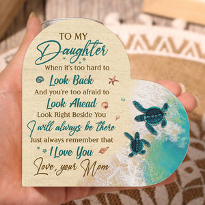 I'll Always Be There, Right Beside You - Family Personalized Custom Heart Shaped Candle Holder - Gift For Daughter From Mom, Gift For Granddaughter From Grandma