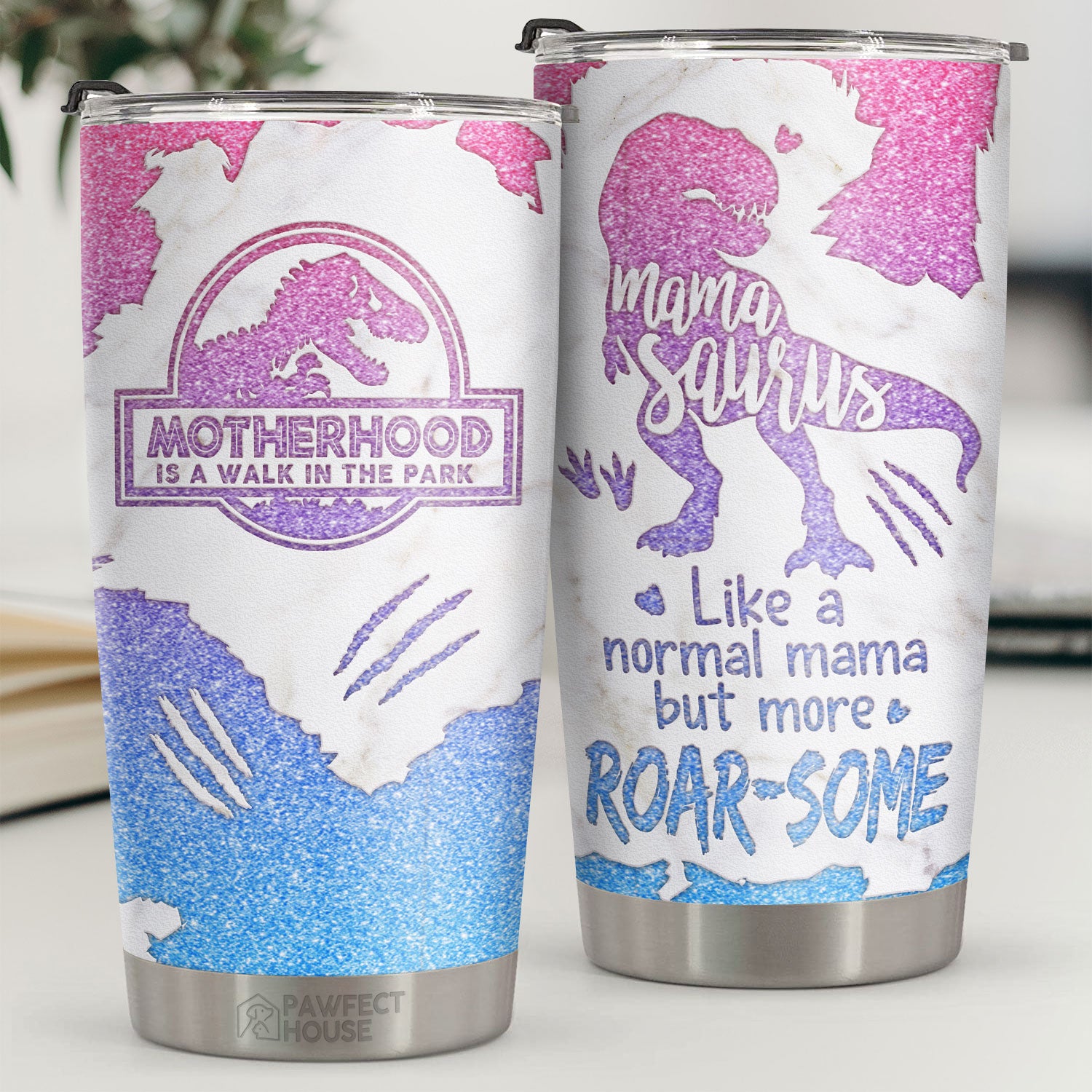 Personalized Tumbler For Mom - Mamasaurus Tumbler (Version 5)