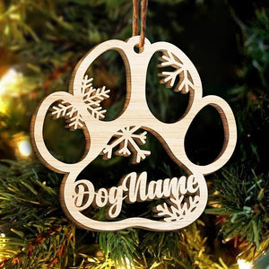 Happy Christmas With Fur Babies - Personalized Paw Ornament (Dog, Cat & Angel Wings) - Customized Decoration Gift..
