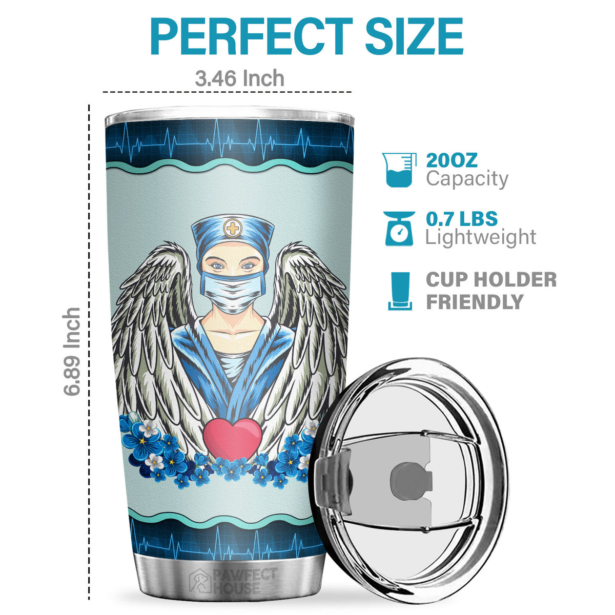 Valeurs nutritionnelles pour infirmière Miracle Worker - Gobelet - Cadeau d'appréciation, de remise de diplôme, de retraite, de remerciement pour infirmière, cadeau pour la Semaine des infirmières, vie d'infirmière