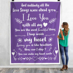 And Suddenly All The Love Songs Were About You - Couple Blanket - New Arrival, Christmas Gift For Husband Wife, Anniversary